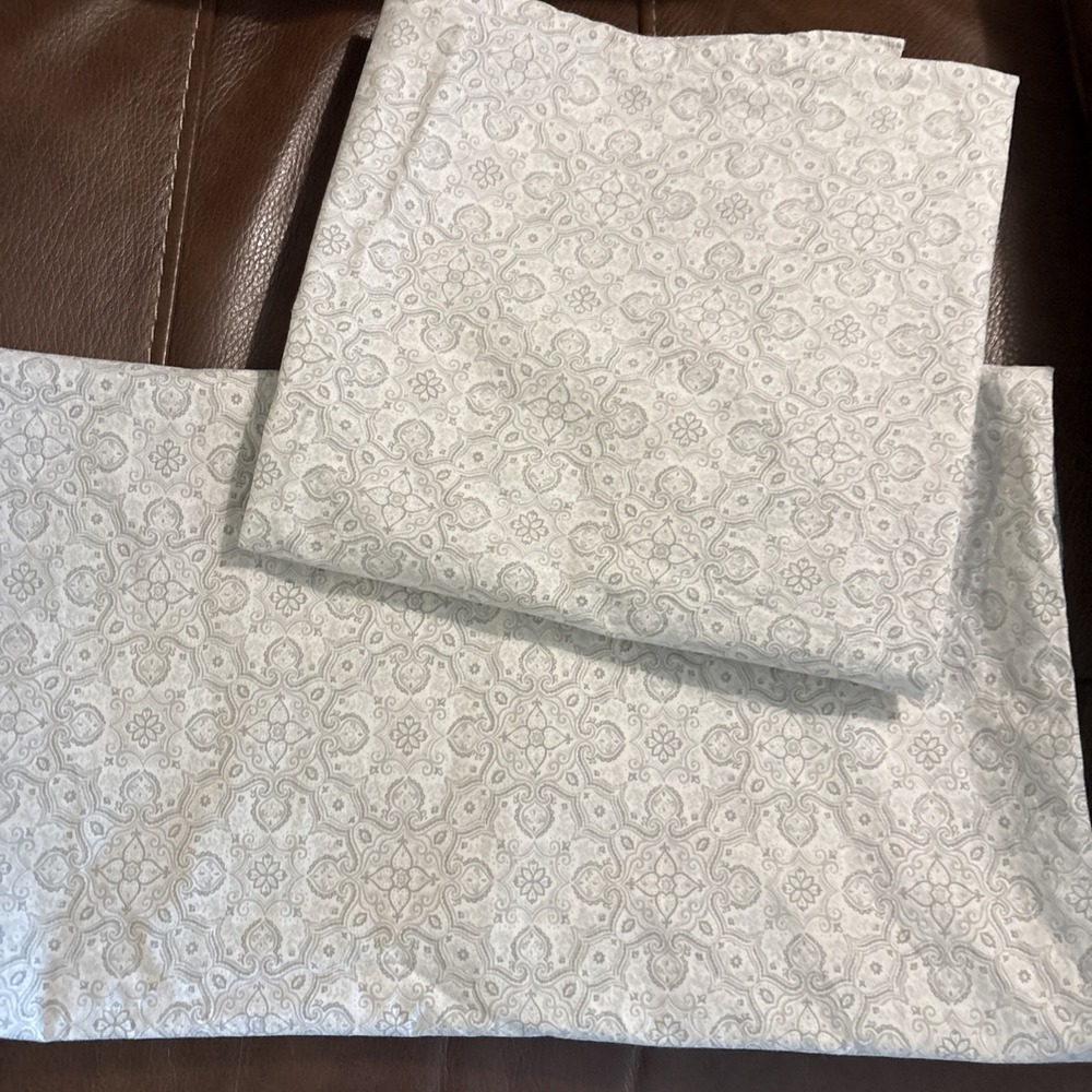 RALPH LAUREN King Pillowcases Cotton Set/2 White and gray
